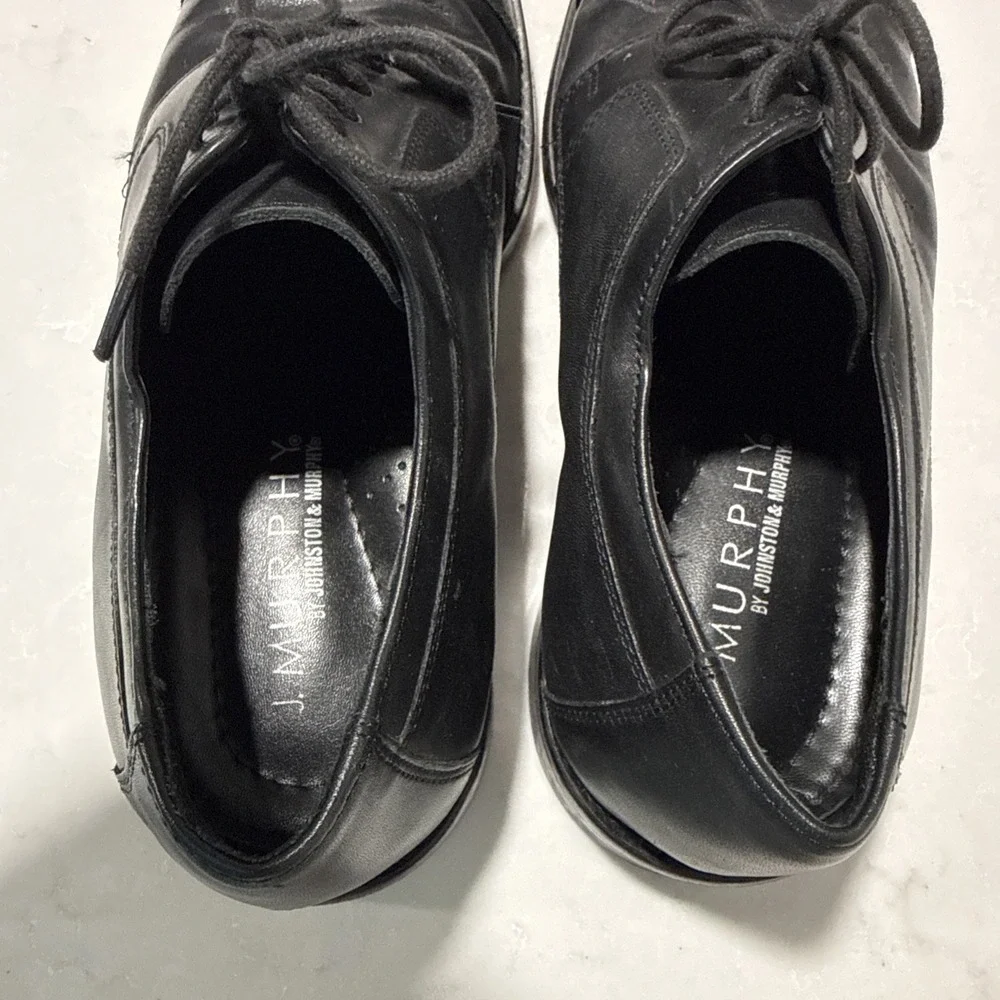 Johnston & Murphy Mens Sz US 9.5 W Cap Toe Oxford Black Leather Shoes 59 -11567